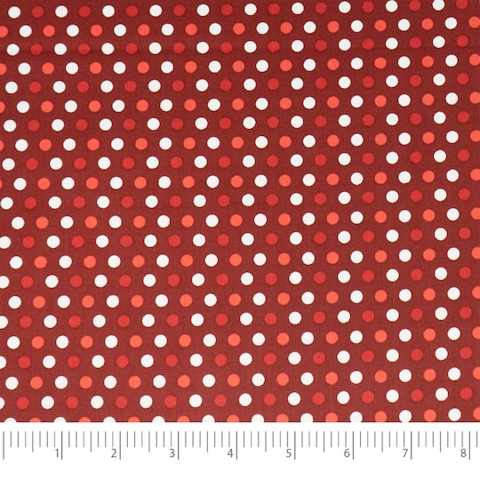 SINGER Red & White Polka Dots Print Cotton Fabric